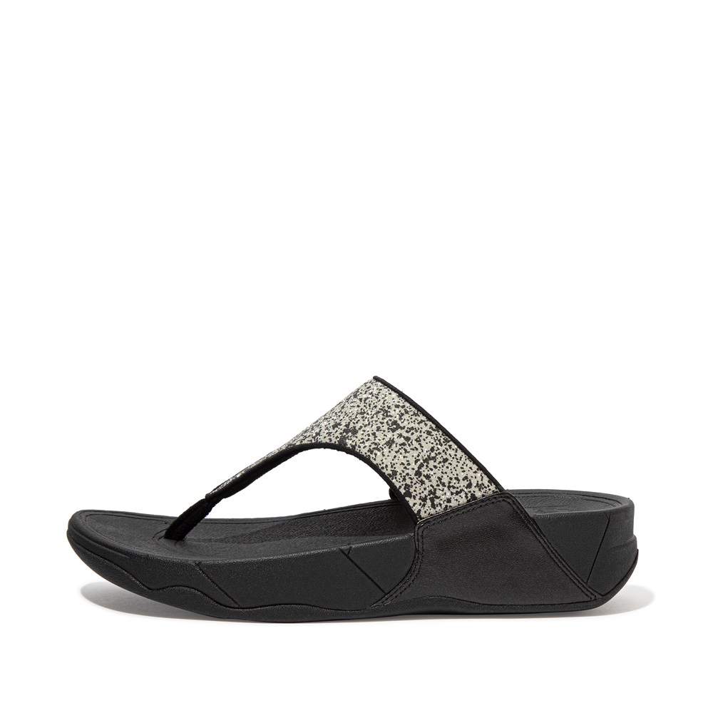 Fitflop Womens Sandals Black - Lulu Shimmer Toe-post - ZC8306279